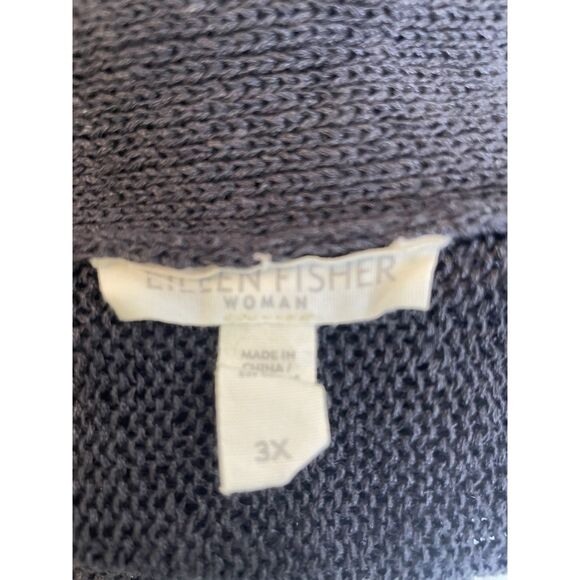 Eileen Fisher Cardigan Womens 3X Gray Linen Open Front Lightweight Elbow Sleeve - Picture 6 of 7